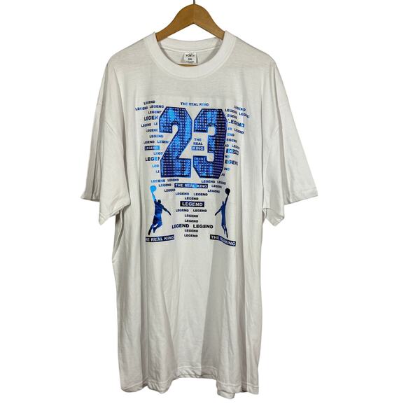 Real King #23 Graphic Tee Jordan White Blue Short Sleeve Casual - 5X - Picture 1 of 5
